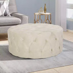 GDFStudio Kaung Modern Glam Velvet Tufted Circular Ottoman