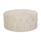 Pouf rotondo in velluto trapuntato