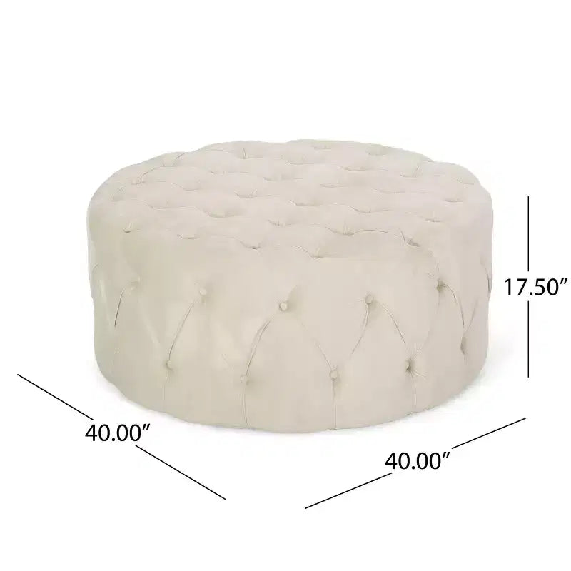 Pouf rotondo in velluto trapuntato