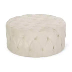 Pouf rotondo in velluto trapuntato