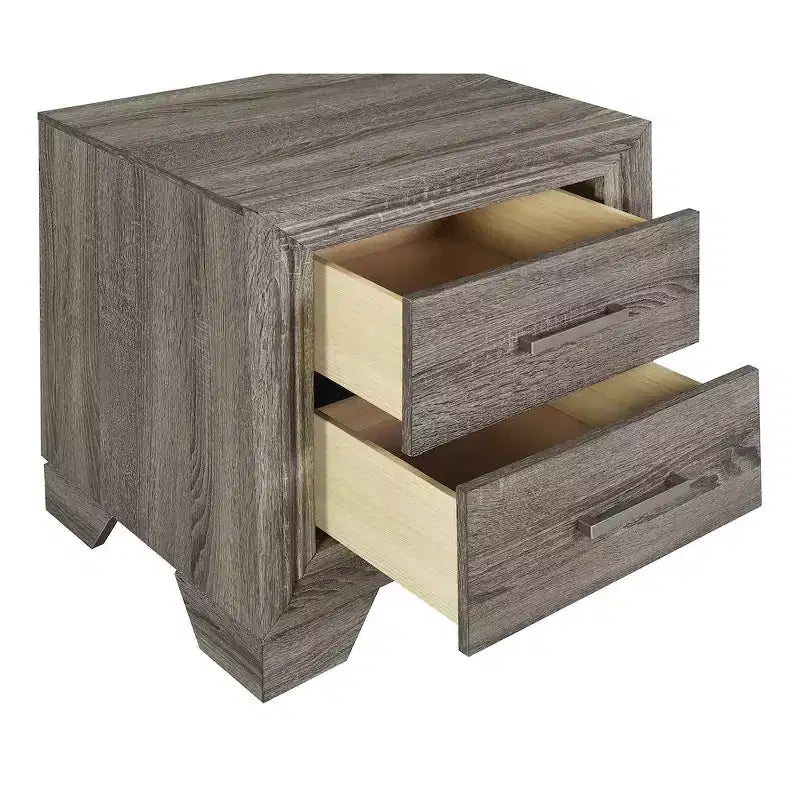 Comodino con 2 cassetti, Rovere marrone