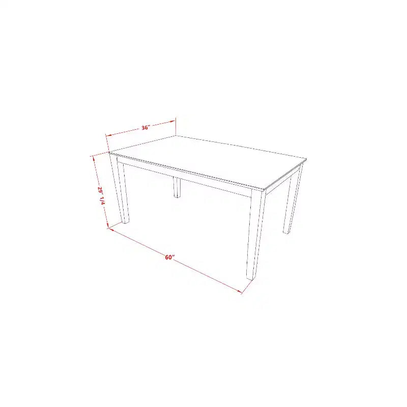 Tavolo da Pranzo Rettangolare 36x60 con Piano in Legno Massello