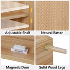 Madia da 80 cm con ante in rattan e ripiano regolabile
