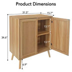 Madia da 80 cm con ante in rattan e ripiano regolabile