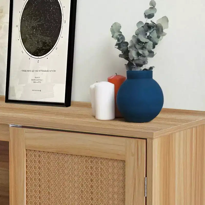 Madia da 80 cm con ante in rattan e ripiano regolabile