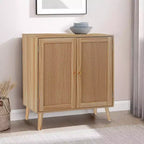 Madia da 80 cm con ante in rattan e ripiano regolabile