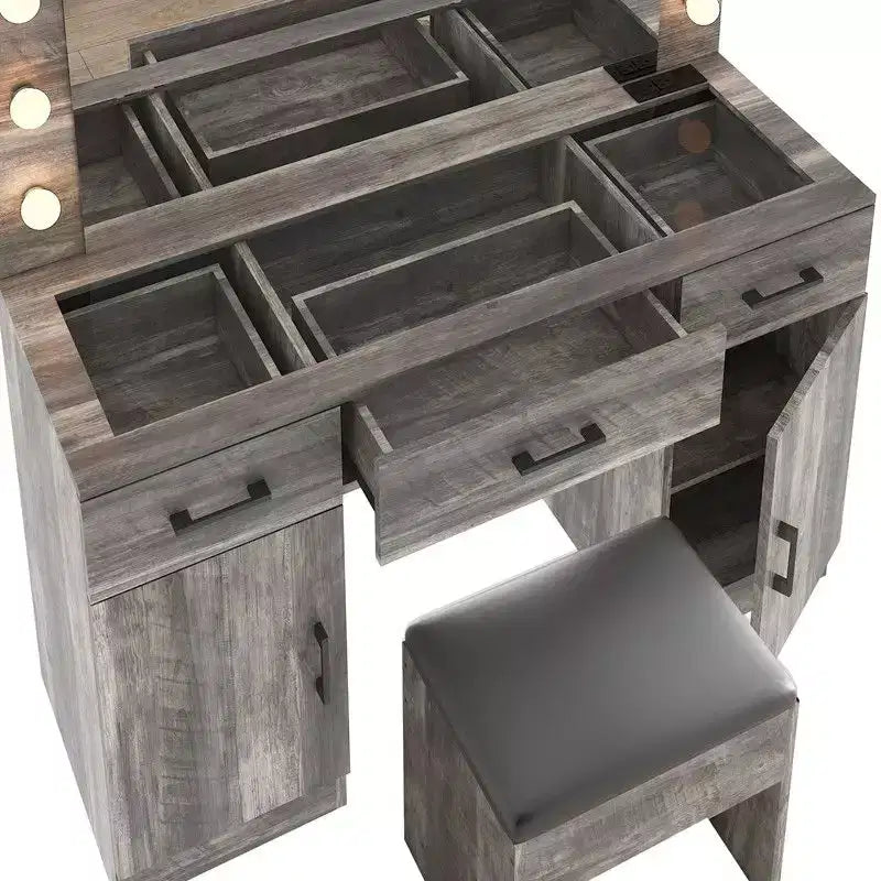 Set Toeletta Illuminata con Specchio e Contenitore