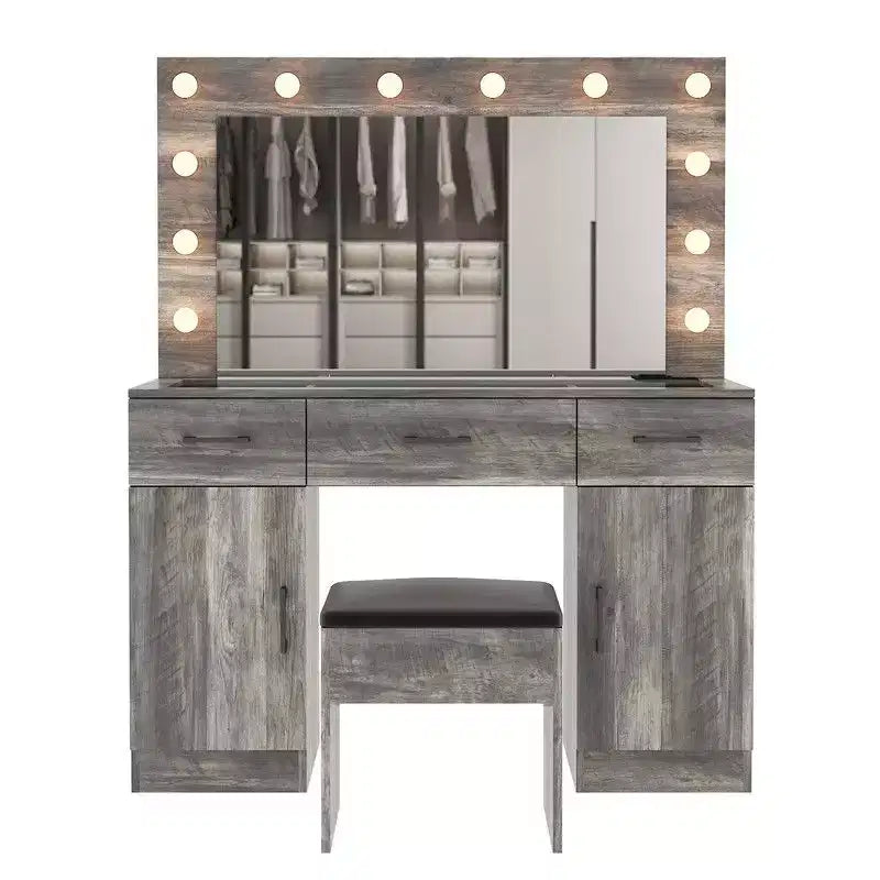 Set Toeletta Illuminata con Specchio e Contenitore