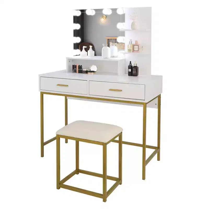 Set Toeletta con Specchio Illuminato e Cassetti Contenitori