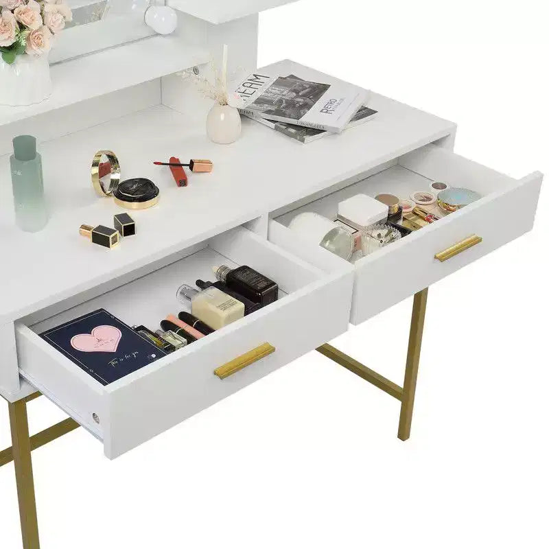 Set Toeletta con Specchio Illuminato e Cassetti Contenitori