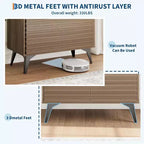 Mobile buffet credenza scanalato da 42" con ripiani aperti, ante e gambe in metallo nero