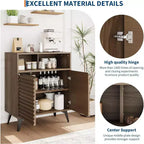 Mobile buffet credenza scanalato da 42" con ripiani aperti, ante e gambe in metallo nero