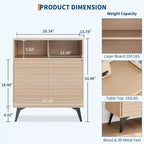 Mobile buffet credenza scanalato da 42" con ripiani aperti, ante e gambe in metallo nero