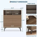 Mobile buffet credenza scanalato da 42" con ripiani aperti, ante e gambe in metallo nero
