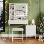 Toeletta Trucco con Specchio Illuminato e Sgabello