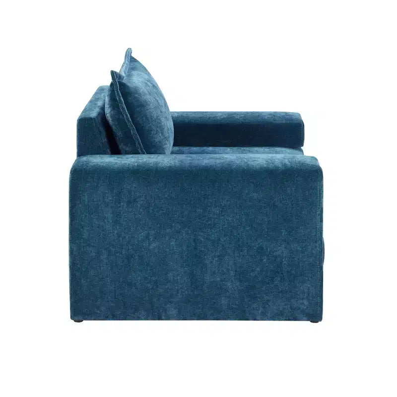 Poltrona moderna rivestita in ciniglia con cuscino spesso