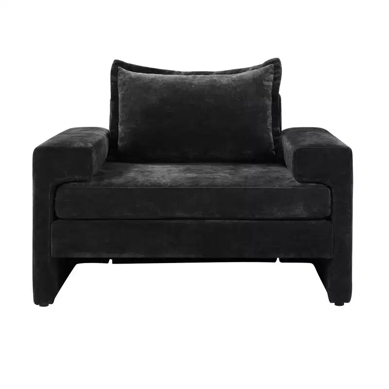 Poltrona moderna rivestita in ciniglia con cuscino spesso