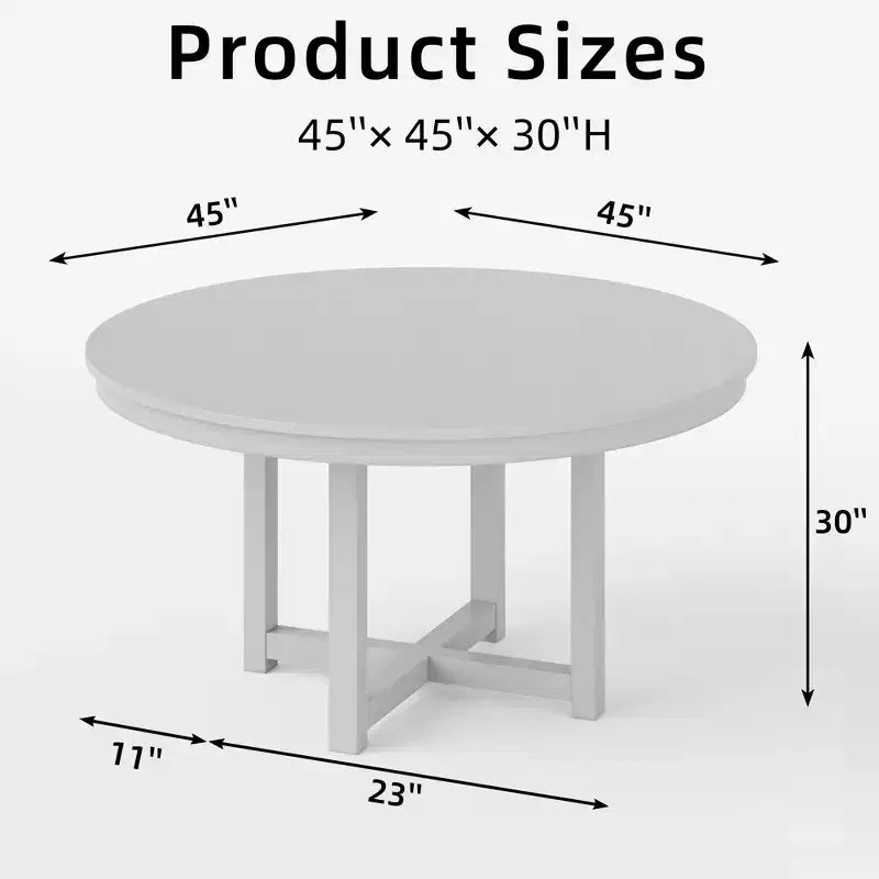 Tavolo da pranzo rotondo in legno con base a croce X, nero, 114 cm.