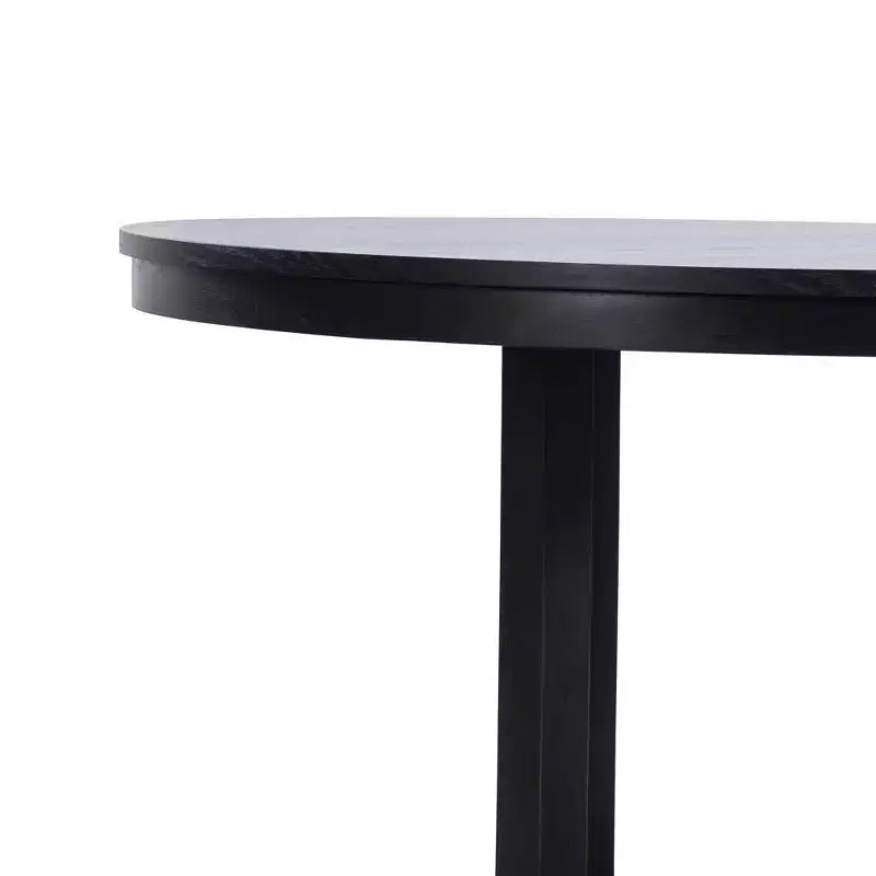 Tavolo da pranzo rotondo in legno con base a croce X, nero, 114 cm.