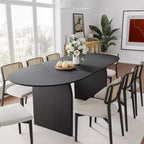 Tavolo da pranzo ovale in legno massello 79 x 33,5 pollici con gambe ad arco, posti a sedere fino a 8, nero
