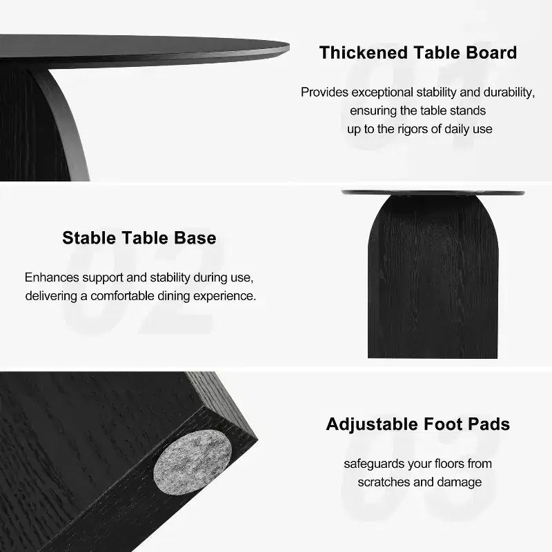 Tavolo da pranzo ovale in legno massello 79 x 33,5 pollici con gambe ad arco, posti a sedere fino a 8, nero