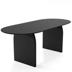 Tavolo da pranzo ovale in legno massello 79 x 33,5 pollici con gambe ad arco, posti a sedere fino a 8, nero