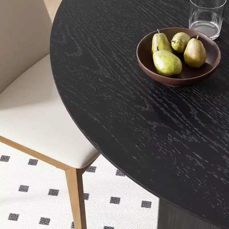 Tavolo da pranzo ovale in legno massello 79 x 33,5 pollici con gambe ad arco, posti a sedere fino a 8, nero