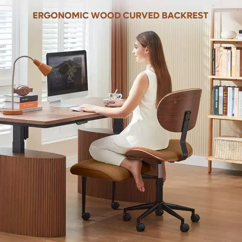 Sedia ergonomica incrociata – Sedia girevole in pelle PU con supporto lombare