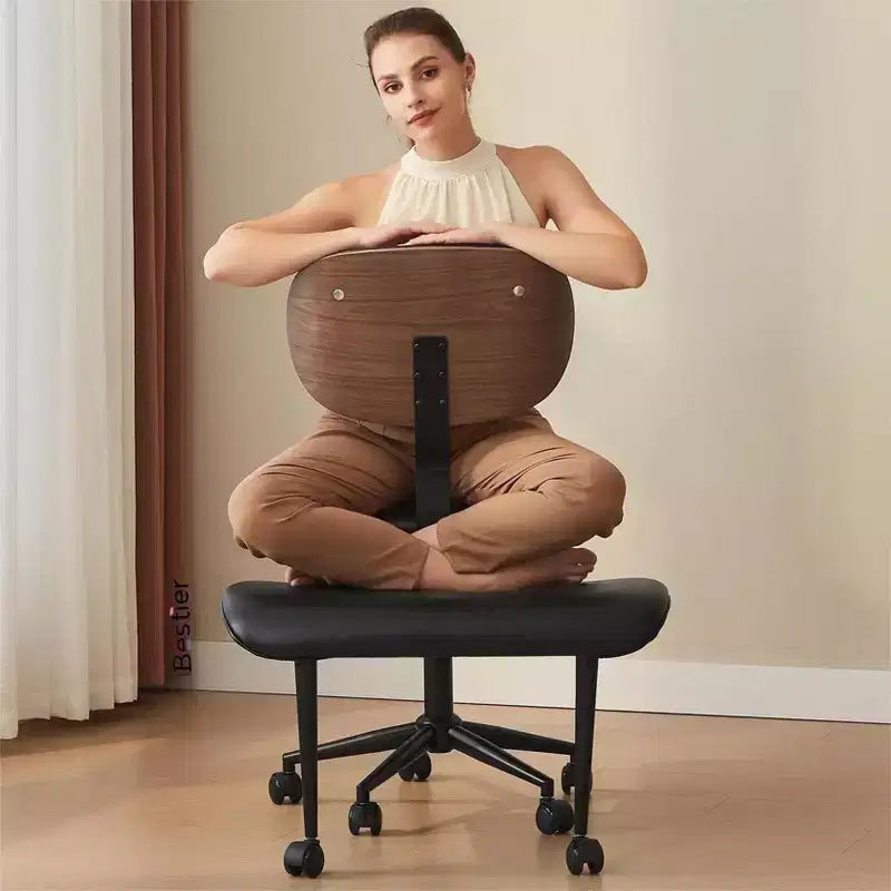 Sedia ergonomica incrociata – Sedia girevole in pelle PU con supporto lombare