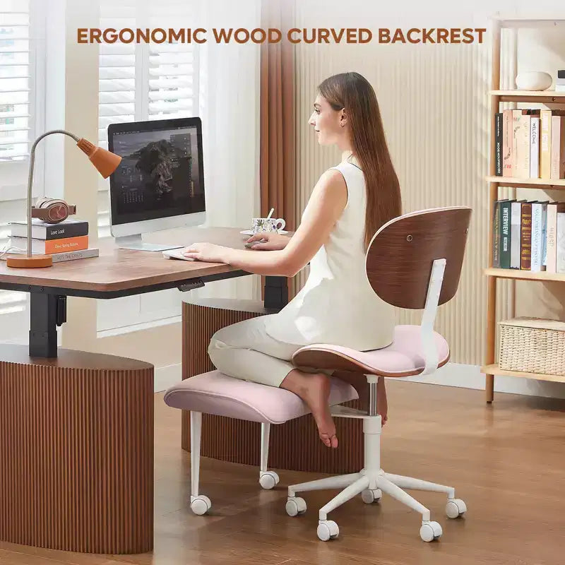 Sedia ergonomica incrociata – Sedia girevole in pelle PU con supporto lombare