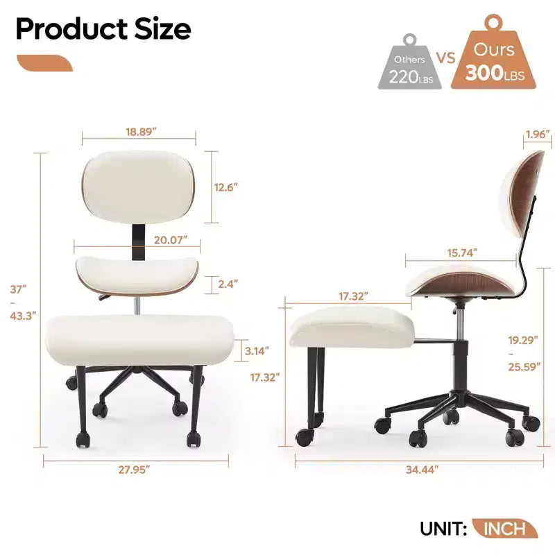 Sedia ergonomica incrociata – Sedia girevole in pelle PU con supporto lombare
