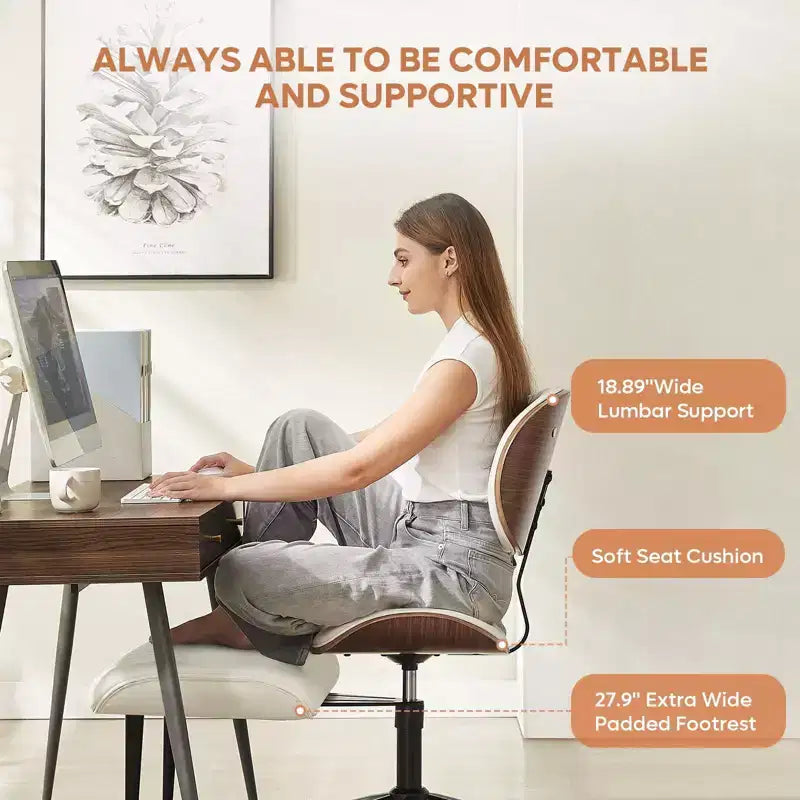 Sedia ergonomica incrociata – Sedia girevole in pelle PU con supporto lombare