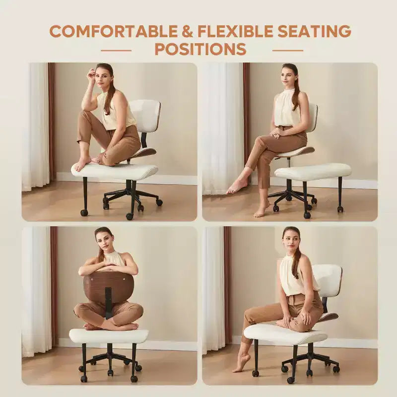 Sedia ergonomica incrociata – Sedia girevole in pelle PU con supporto lombare