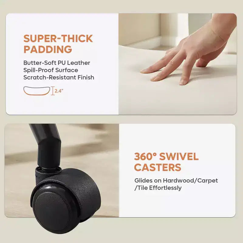 Sedia ergonomica incrociata – Sedia girevole in pelle PU con supporto lombare