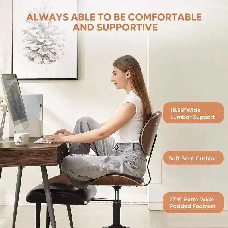 Sedia ergonomica incrociata – Sedia girevole in pelle PU con supporto lombare