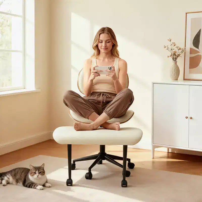 Sedia ergonomica incrociata – Sedia girevole in pelle PU con supporto lombare