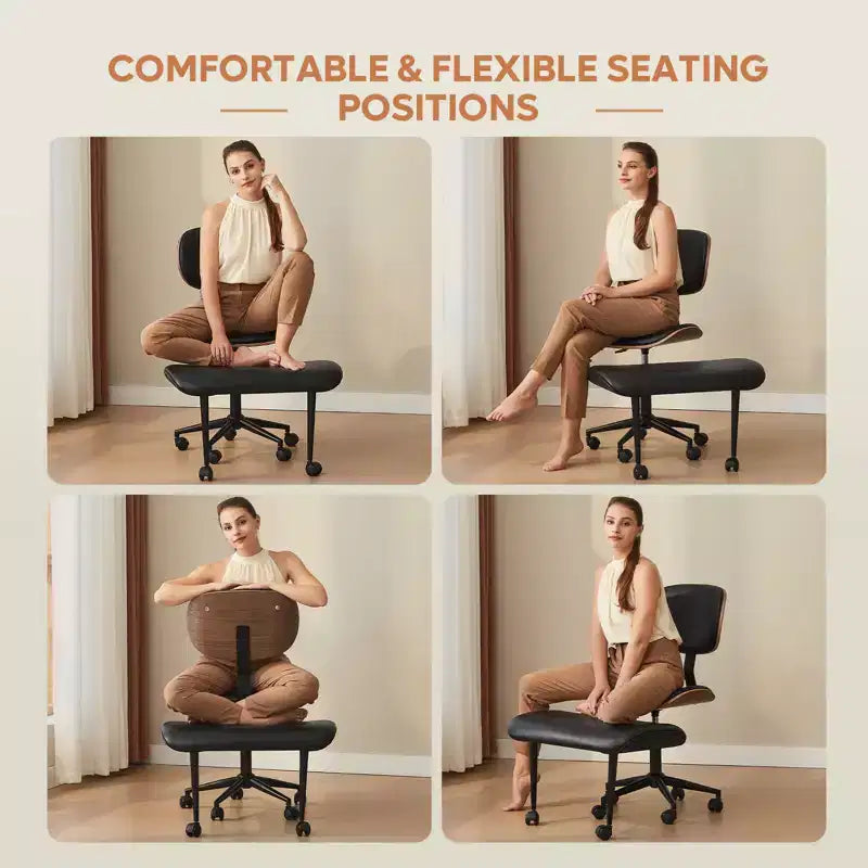 Sedia ergonomica incrociata – Sedia girevole in pelle PU con supporto lombare