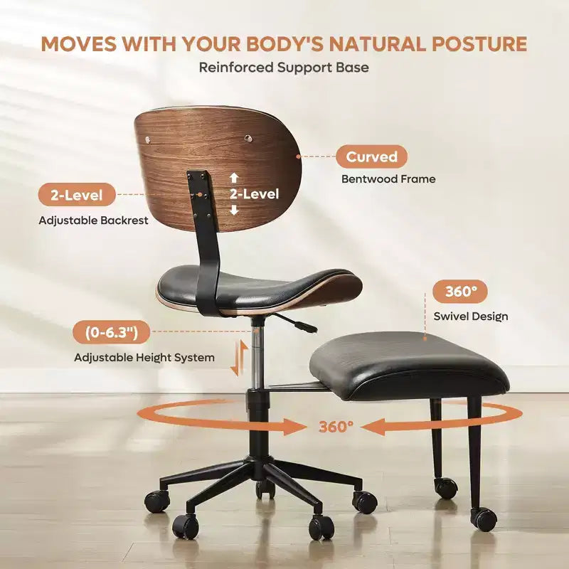 Sedia ergonomica incrociata – Sedia girevole in pelle PU con supporto lombare