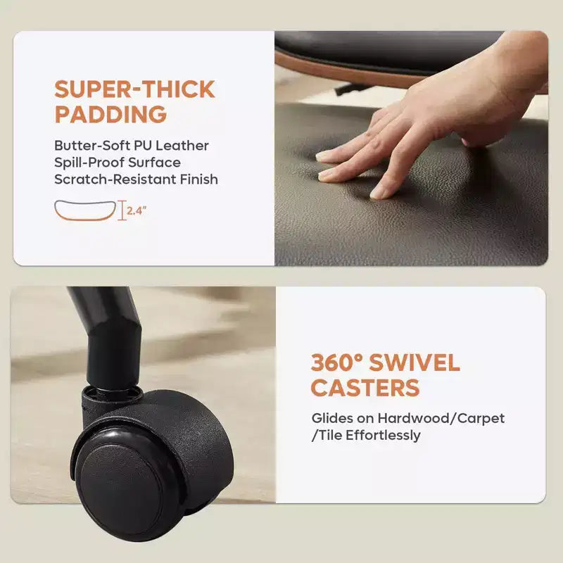 Sedia ergonomica incrociata – Sedia girevole in pelle PU con supporto lombare