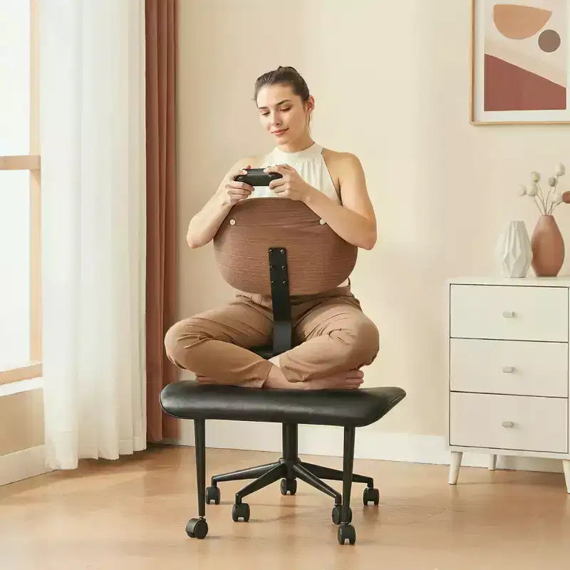 Sedia ergonomica incrociata – Sedia girevole in pelle PU con supporto lombare