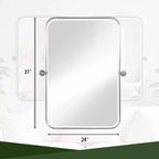 Specchio da parete con cornice ad angolo retto in ferro argentato, 78,7 cm x 61 cm (2 pezzi)