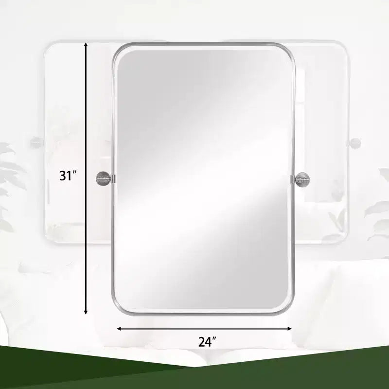 Specchio da parete con cornice ad angolo retto in ferro argentato, 78,7 cm x 61 cm (2 pezzi)