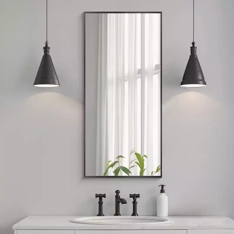Specchio da parete rettangolare con cornice sottile in alluminio, 36 in. A x 24 in. L