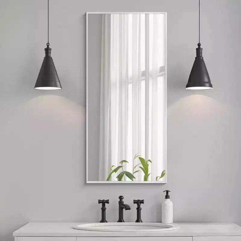 Specchio da parete rettangolare con cornice sottile in alluminio, 36 in. A x 24 in. L