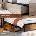 Struttura Letto King Size con Piattaforma, Cassetti Contenitore e Testiera con Libreria, Grigio
