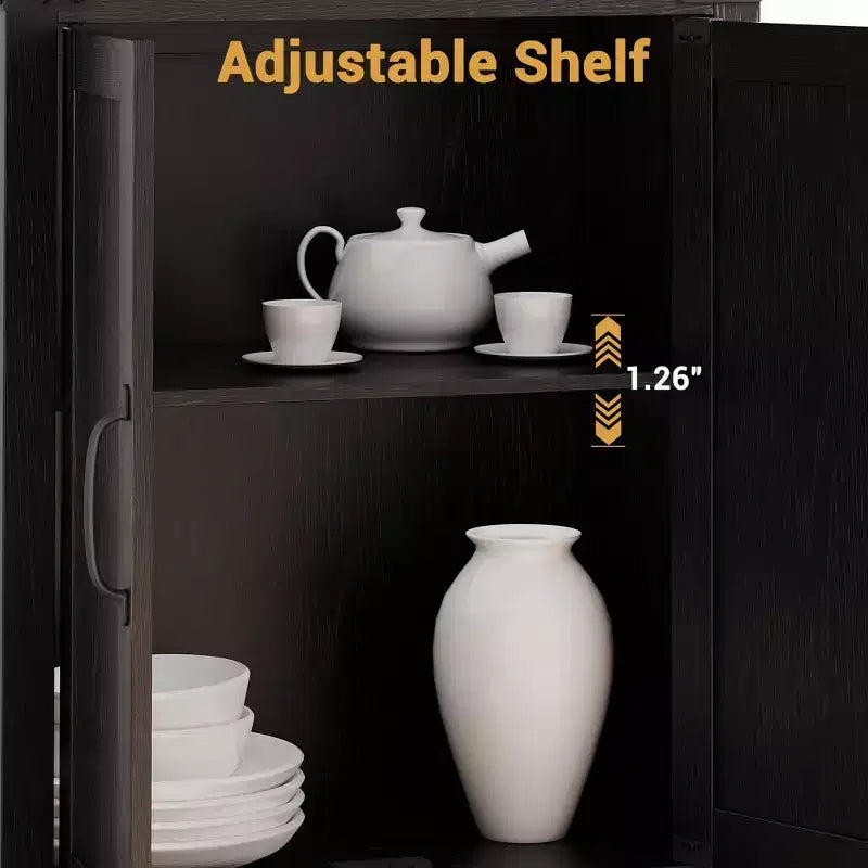 Libreria a 5 ripiani con ante a battente, scaffale espositivo alto 174,5 cm in legno per soggiorno e ufficio