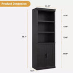 Libreria a 5 ripiani con ante a battente, scaffale espositivo alto 174,5 cm in legno per soggiorno e ufficio