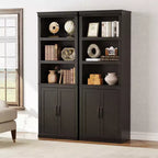 Libreria a 5 ripiani con ante a battente, scaffale espositivo alto 174,5 cm in legno per soggiorno e ufficio