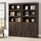 Libreria a 5 ripiani con ante a battente, scaffale espositivo alto 174,5 cm in legno per soggiorno e ufficio