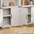 Libreria a 5 ripiani con ante a battente, scaffale espositivo alto 174,5 cm in legno per soggiorno e ufficio
